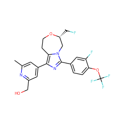 Cc1cc(-c2nc(-c3ccc(OC(F)(F)F)c(F)c3)n3c2CCO[C@H](CF)C3)cc(CO)n1 ZINC001772583444