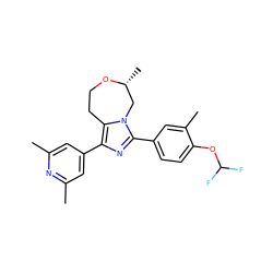 Cc1cc(-c2nc(-c3ccc(OC(F)F)c(C)c3)n3c2CCO[C@H](C)C3)cc(C)n1 ZINC000221365226