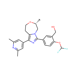 Cc1cc(-c2nc(-c3ccc(OC(F)F)c(CO)c3)n3c2CCO[C@H](C)C3)cc(C)n1 ZINC001772643251