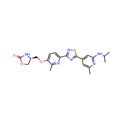 Cc1cc(-c2nc(-c3ccc(OC[C@H]4COC(=O)N4)c(C)n3)no2)cc(NC(C)C)n1 ZINC000653766315