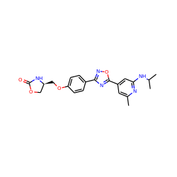 Cc1cc(-c2nc(-c3ccc(OC[C@H]4COC(=O)N4)cc3)no2)cc(NC(C)C)n1 ZINC000653764389