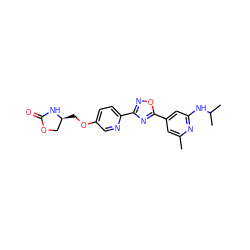 Cc1cc(-c2nc(-c3ccc(OC[C@H]4COC(=O)N4)cn3)no2)cc(NC(C)C)n1 ZINC000653766340