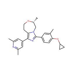 Cc1cc(-c2nc(-c3ccc(OC4CC4)c(C)c3)n3c2CCO[C@H](C)C3)cc(C)n1 ZINC000220996108