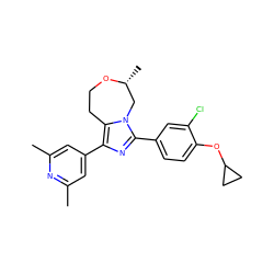 Cc1cc(-c2nc(-c3ccc(OC4CC4)c(Cl)c3)n3c2CCO[C@H](C)C3)cc(C)n1 ZINC000220970353