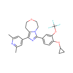 Cc1cc(-c2nc(-c3ccc(OC4CC4)c(OC(F)(F)F)c3)n3c2CCOCC3)cc(C)n1 ZINC001772581718