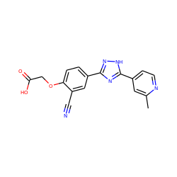 Cc1cc(-c2nc(-c3ccc(OCC(=O)O)c(C#N)c3)n[nH]2)ccn1 ZINC000040866597