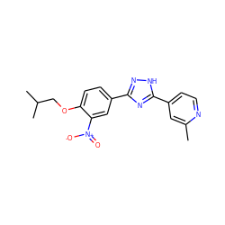 Cc1cc(-c2nc(-c3ccc(OCC(C)C)c([N+](=O)[O-])c3)n[nH]2)ccn1 ZINC000003817568