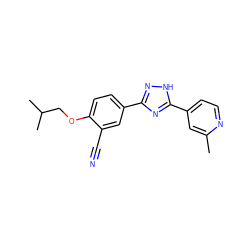 Cc1cc(-c2nc(-c3ccc(OCC(C)C)c(C#N)c3)n[nH]2)ccn1 ZINC000003817566