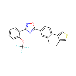 Cc1cc(-c2nc(-c3ccccc3OC(F)(F)F)no2)ccc1-c1cscc1C ZINC000059240653