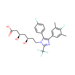 Cc1cc(-c2nc(C(F)(F)F)n(CC[C@@H](O)C[C@@H](O)CC(=O)O)c2-c2ccc(F)cc2)cc(C)c1F ZINC000013833940