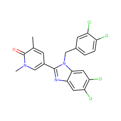 Cc1cc(-c2nc3cc(Cl)c(Cl)cc3n2Cc2ccc(Cl)c(Cl)c2)cn(C)c1=O ZINC001772655517