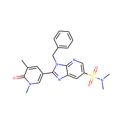 Cc1cc(-c2nc3cc(S(=O)(=O)N(C)C)cnc3n2Cc2ccccc2)cn(C)c1=O ZINC001772576349