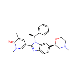 Cc1cc(-c2nc3ccc([C@@H]4CN(C)CCO4)cc3n2[C@@H](C)c2ccccc2)cn(C)c1=O ZINC001772614978