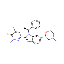 Cc1cc(-c2nc3ccc([C@H]4CN(C)CCO4)cc3n2[C@@H](C)c2ccccc2)nn(C)c1=O ZINC001772592251