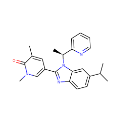 Cc1cc(-c2nc3ccc(C(C)C)cc3n2[C@@H](C)c2ccccn2)cn(C)c1=O ZINC001772653182