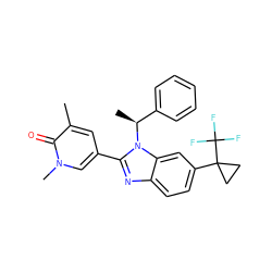 Cc1cc(-c2nc3ccc(C4(C(F)(F)F)CC4)cc3n2[C@@H](C)c2ccccc2)cn(C)c1=O ZINC001772629250