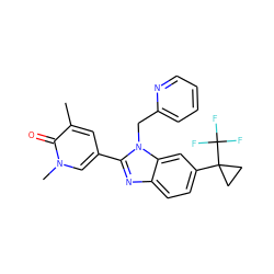 Cc1cc(-c2nc3ccc(C4(C(F)(F)F)CC4)cc3n2Cc2ccccn2)cn(C)c1=O ZINC001772651935