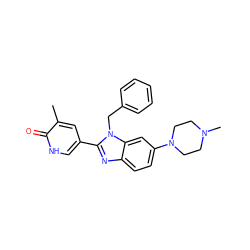 Cc1cc(-c2nc3ccc(N4CCN(C)CC4)cc3n2Cc2ccccc2)c[nH]c1=O ZINC001772626739