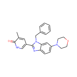 Cc1cc(-c2nc3ccc(N4CCOCC4)cc3n2Cc2ccccc2)c[nH]c1=O ZINC001772598216