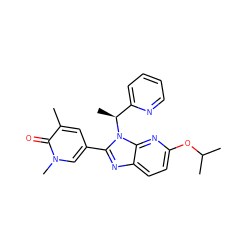 Cc1cc(-c2nc3ccc(OC(C)C)nc3n2[C@@H](C)c2ccccn2)cn(C)c1=O ZINC001772624622