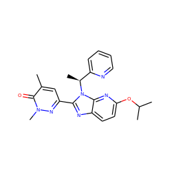 Cc1cc(-c2nc3ccc(OC(C)C)nc3n2[C@@H](C)c2ccccn2)nn(C)c1=O ZINC001772641217