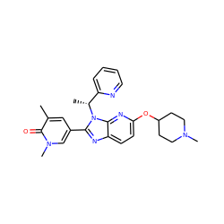 Cc1cc(-c2nc3ccc(OC4CCN(C)CC4)nc3n2[C@H](C)c2ccccn2)cn(C)c1=O ZINC001772605756