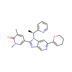 Cc1cc(-c2nc3cnc(C4=CCCCO4)cc3n2[C@@H](C)c2ccccn2)cn(C)c1=O ZINC001772624498