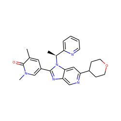 Cc1cc(-c2nc3cnc(C4CCOCC4)cc3n2[C@@H](C)c2ccccn2)cn(C)c1=O ZINC001772635271