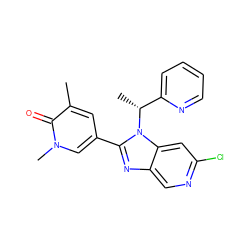 Cc1cc(-c2nc3cnc(Cl)cc3n2[C@H](C)c2ccccn2)cn(C)c1=O ZINC001772653264