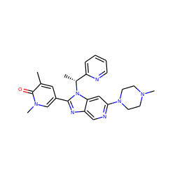 Cc1cc(-c2nc3cnc(N4CCN(C)CC4)cc3n2[C@H](C)c2ccccn2)cn(C)c1=O ZINC001772578777