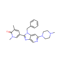 Cc1cc(-c2nc3cnc(N4CCN(C)CC4)cc3n2Cc2ccccc2)cn(C)c1=O ZINC001772614695