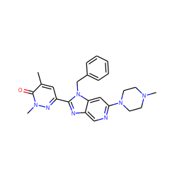 Cc1cc(-c2nc3cnc(N4CCN(C)CC4)cc3n2Cc2ccccc2)nn(C)c1=O ZINC001772649605