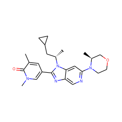 Cc1cc(-c2nc3cnc(N4CCOC[C@@H]4C)cc3n2[C@@H](C)CC2CC2)cn(C)c1=O ZINC001772624699