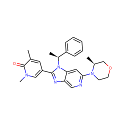 Cc1cc(-c2nc3cnc(N4CCOC[C@@H]4C)cc3n2[C@@H](C)c2ccccc2)cn(C)c1=O ZINC001772642685