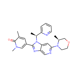 Cc1cc(-c2nc3cnc(N4CCOC[C@@H]4C)cc3n2[C@@H](C)c2ccccn2)cn(C)c1=O ZINC001772656182