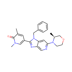 Cc1cc(-c2nc3cnc(N4CCOC[C@@H]4C)cc3n2Cc2ccccc2)cn(C)c1=O ZINC001772580153