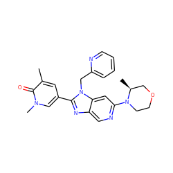 Cc1cc(-c2nc3cnc(N4CCOC[C@@H]4C)cc3n2Cc2ccccn2)cn(C)c1=O ZINC001772636231