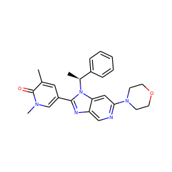 Cc1cc(-c2nc3cnc(N4CCOCC4)cc3n2[C@@H](C)c2ccccc2)cn(C)c1=O ZINC001772644973