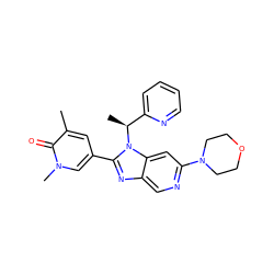 Cc1cc(-c2nc3cnc(N4CCOCC4)cc3n2[C@@H](C)c2ccccn2)cn(C)c1=O ZINC001772639963