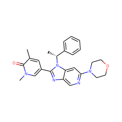 Cc1cc(-c2nc3cnc(N4CCOCC4)cc3n2[C@H](C)c2ccccc2)cn(C)c1=O ZINC001772647982