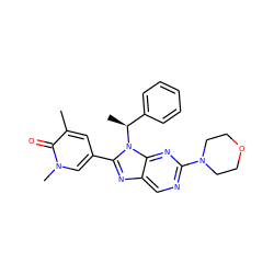 Cc1cc(-c2nc3cnc(N4CCOCC4)nc3n2[C@@H](C)c2ccccc2)cn(C)c1=O ZINC001772614040