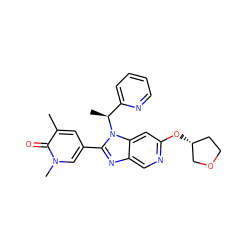 Cc1cc(-c2nc3cnc(O[C@@H]4CCOC4)cc3n2[C@@H](C)c2ccccn2)cn(C)c1=O ZINC001772605953