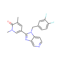 Cc1cc(-c2nc3cnccc3n2Cc2ccc(F)c(F)c2)cn(C)c1=O ZINC001772646930