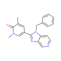 Cc1cc(-c2nc3cnccc3n2Cc2ccccc2)cn(C)c1=O ZINC001772576085