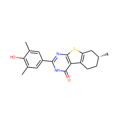 Cc1cc(-c2nc3sc4c(c3c(=O)[nH]2)CC[C@@H](C)C4)cc(C)c1O ZINC000436731411