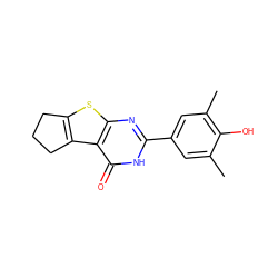 Cc1cc(-c2nc3sc4c(c3c(=O)[nH]2)CCC4)cc(C)c1O ZINC000072591868