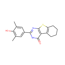 Cc1cc(-c2nc3sc4c(c3c(=O)[nH]2)CCCC4)cc(C)c1O ZINC000436730757