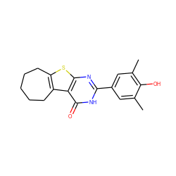 Cc1cc(-c2nc3sc4c(c3c(=O)[nH]2)CCCCC4)cc(C)c1O ZINC000436733226