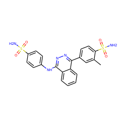 Cc1cc(-c2nnc(Nc3ccc(S(N)(=O)=O)cc3)c3ccccc23)ccc1S(N)(=O)=O ZINC000095592898