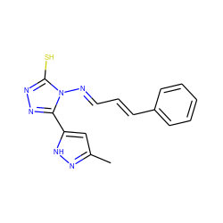 Cc1cc(-c2nnc(S)n2/N=C/C=C/c2ccccc2)[nH]n1 ZINC000017208303